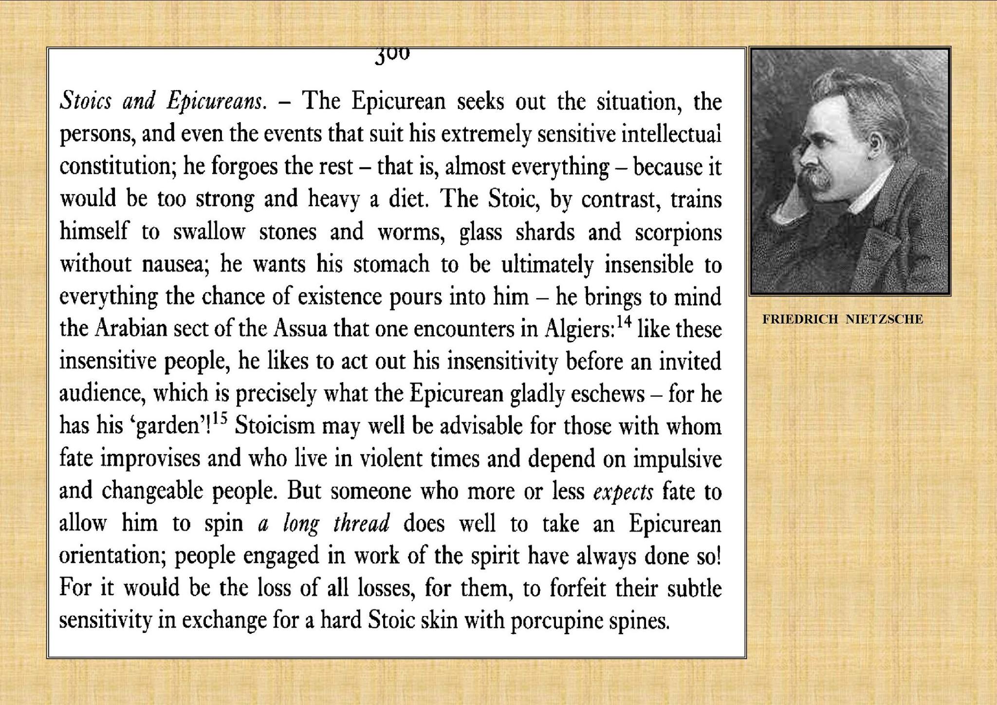 Nietzsche - On Stoicism And Porcupine Skins