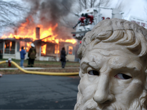 Epicurus Burns Down House Meme Template