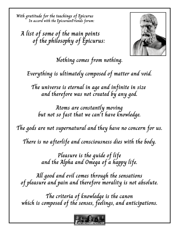 An Overview of the Philosophy of Epicurus - Black and White Poster