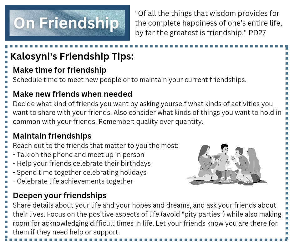 On Friendship (PD27) and Kalosyni's Tips