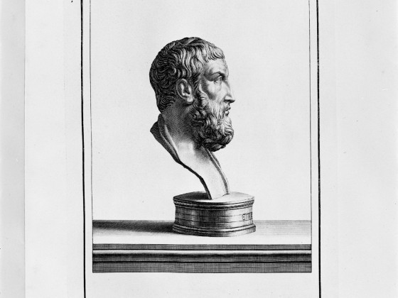 Epicurus Etching from Herculaneum Bust