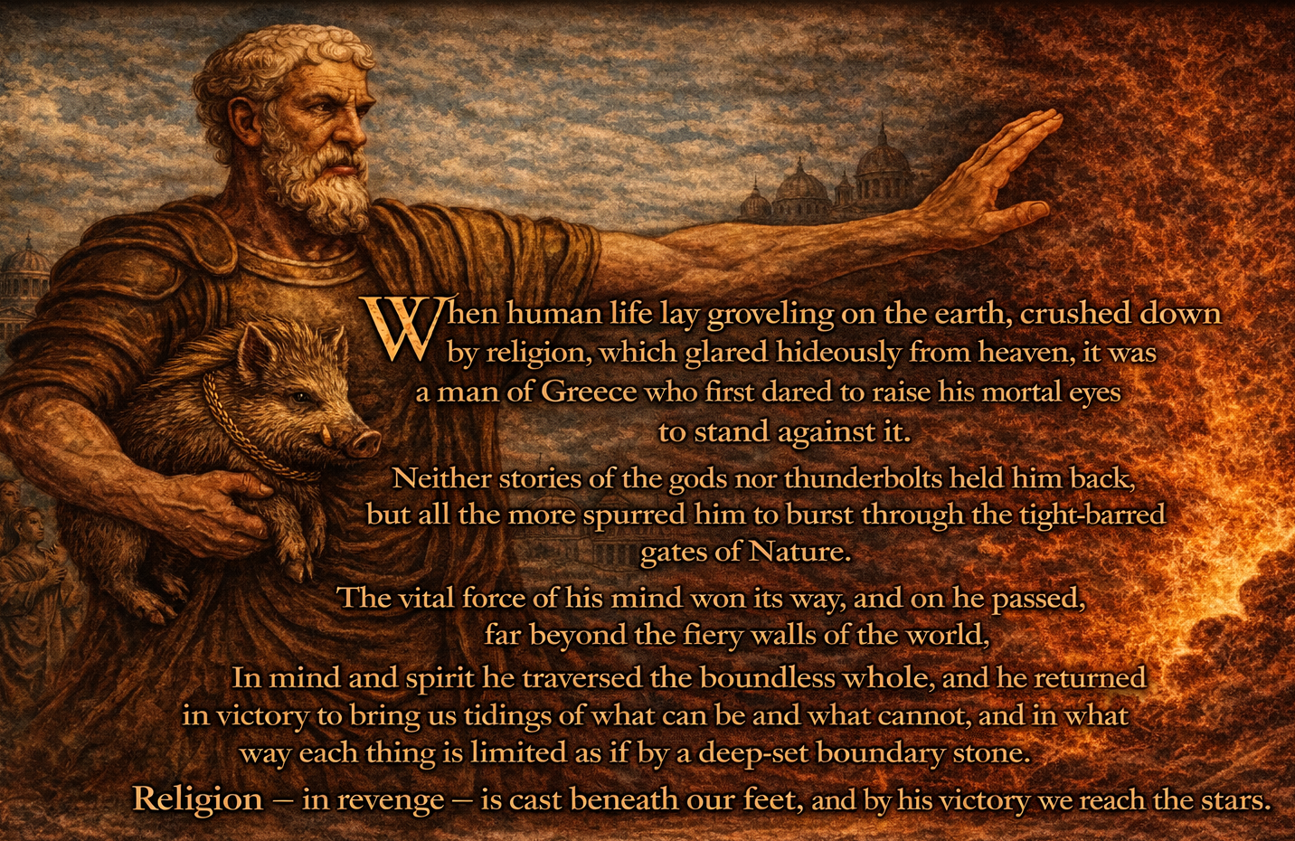 Epicurus Defies Religion - Lucretius Quote